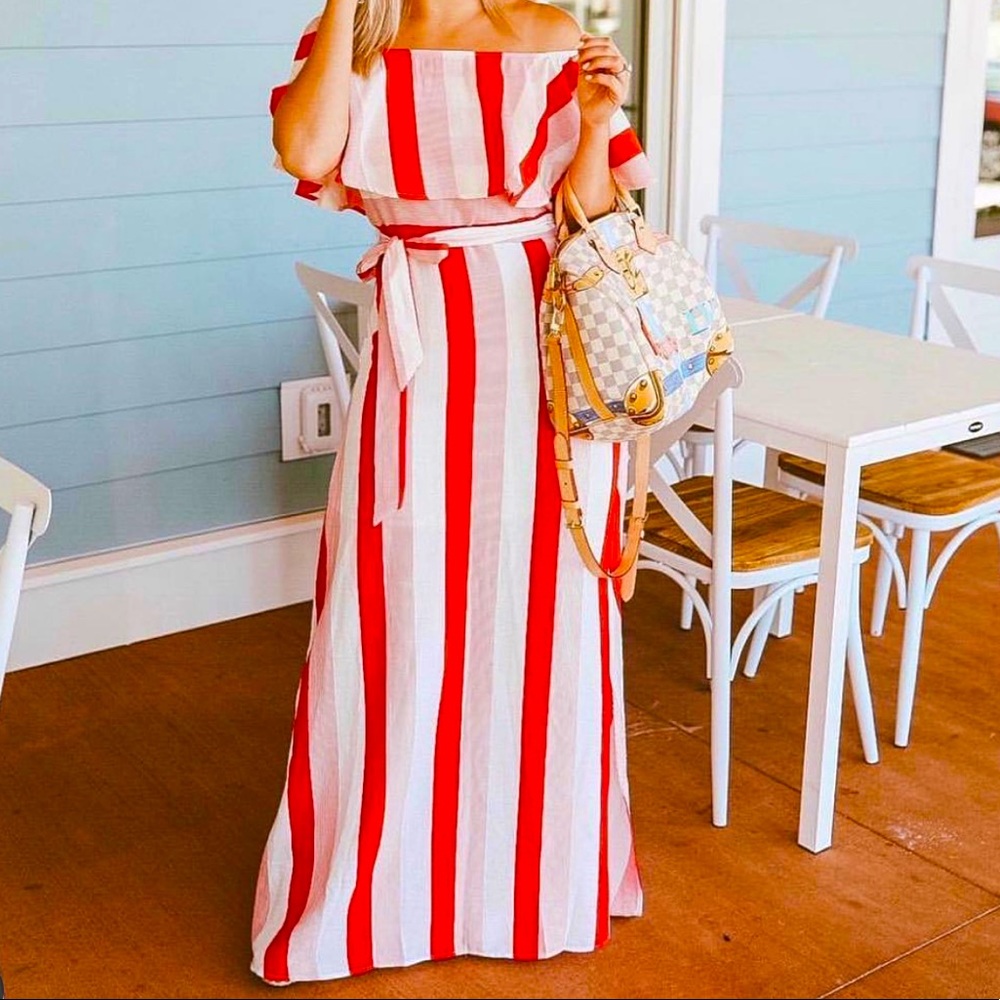 Brand New Lady in Red Maxi Dress